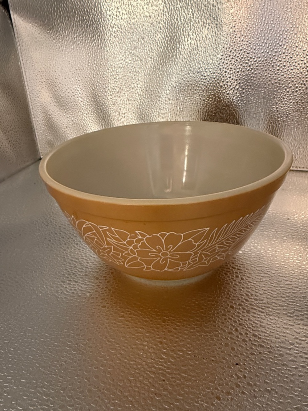 Vintage Pyrex “Woodland” pattern mixing bowl